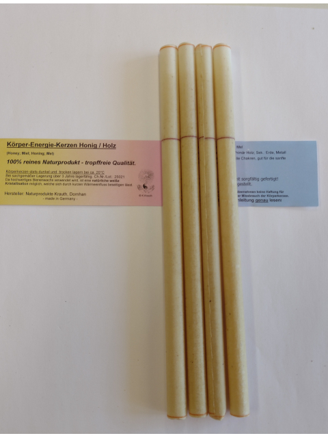 Körper Energie Kerze Honig Holz, 4 Stück
