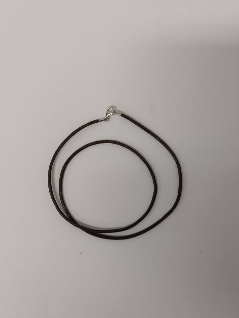 Baumwollband, dunkelbraun, 925 Silberverschluss, 1,5mm x 45cm, Karabiner