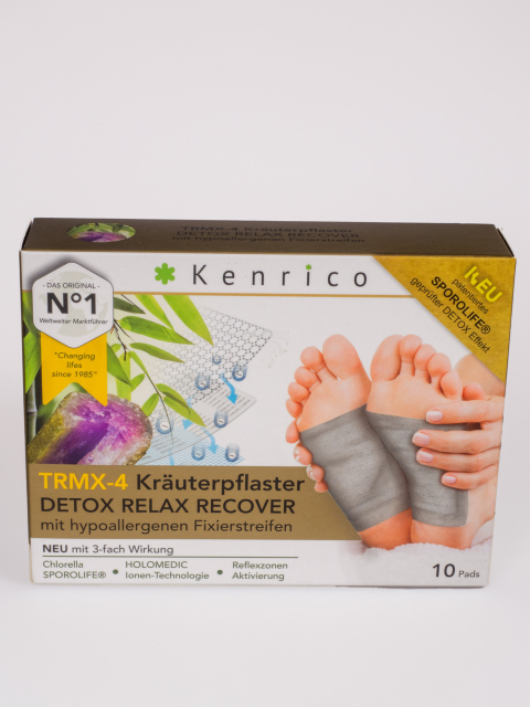 Kenrico TRMX-4 Kräuterpflaster Detox Relax Recover Entgiftungspflaster, 10 Stück Packung mit Carbon-Titan Fixierstreifen