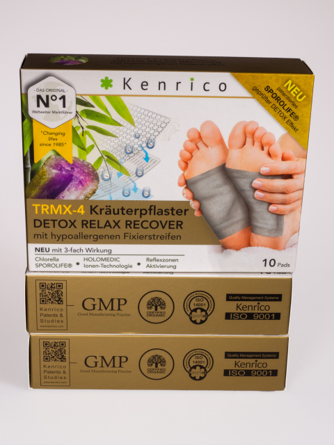 Kenrico TRMX-4 Kräuterpflaster 30 Stück Packung Detox Relax Recover Entgiftungspflaster, mit Carbon-Titan Fixierstreifen