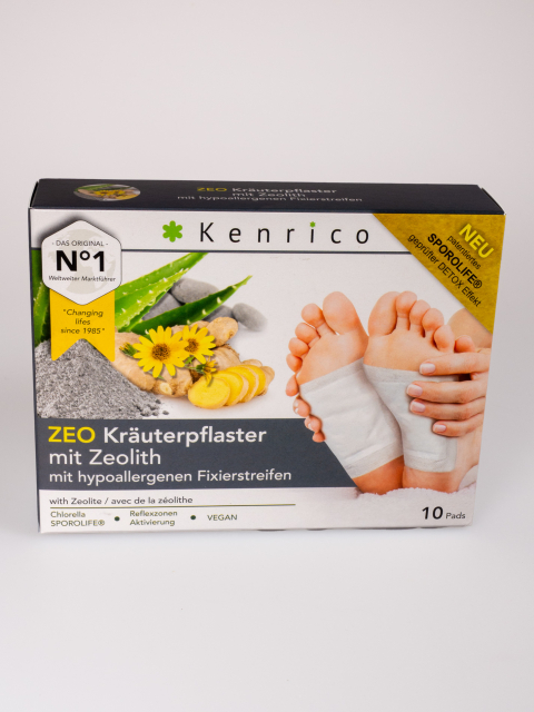 Kenrico ZEO Zeolithpflaster, 10 Stück Packung mit medizinischen Easytouch Fixierstreifen