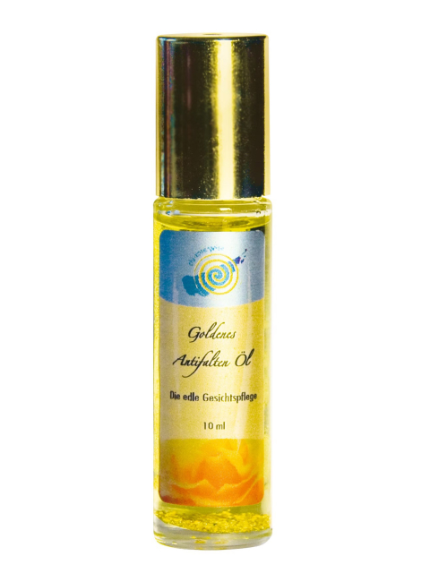 Goldenes Antifaltenöl 10 ml im praktischen Roll-on mit golldener Kappe