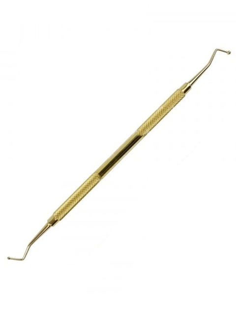 Vergoldener Punktsucher mit zwei Enden (rund), Kugelstopfer, ca. 0,6 und 0,9 mm