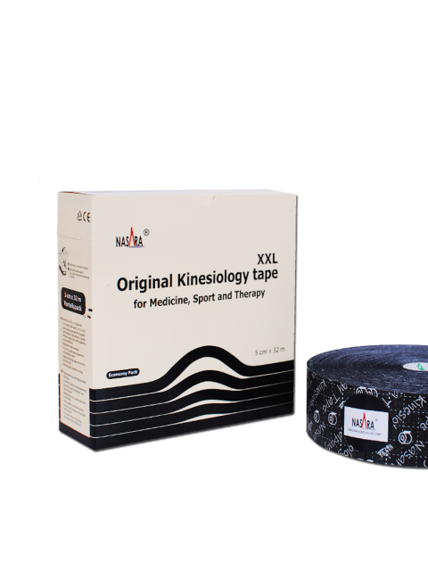 Nasara Kinesiologisches Tape, schwarz 5 cm x 32 m