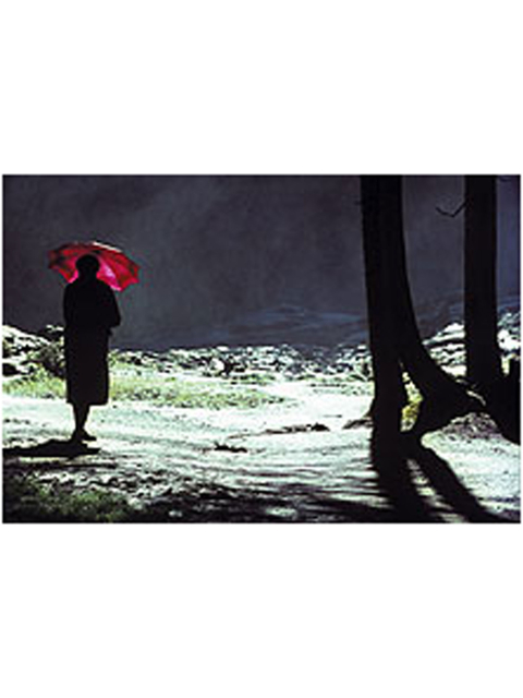 Kunstdruck Roter Schirm, ca. 44 x 32 cm