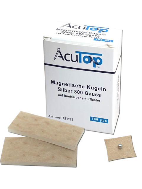 AcuTop Magnetische Ohrkugeln, silber 800 Gauss, 100 Stück