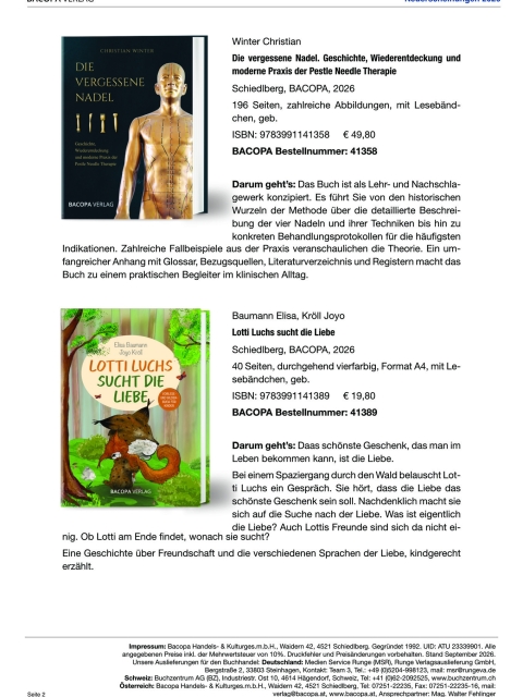 BACOPA Neuerscheinungen 2026 mit 4 Titeln