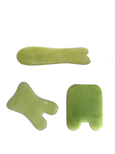 Gua Sha Set Jade. Drei Stück