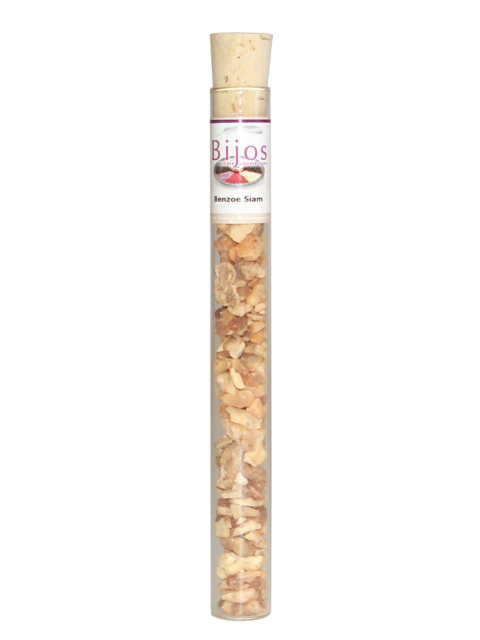 Bijos Räucherharz Benzoe Siam, ca. 35ml in dekorativer Glasröhre mit Kork