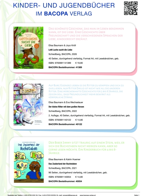 Kinder- und Jugendbücher mit 14 Titeln aus dem BACOPA Verlag