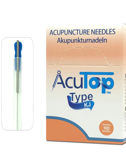 0,20 x 30mm AcuTop Nadel Typ KJ, Stahlgriff, Korean Style, silikonisiert mit Führungsrohr, 100 Stück
