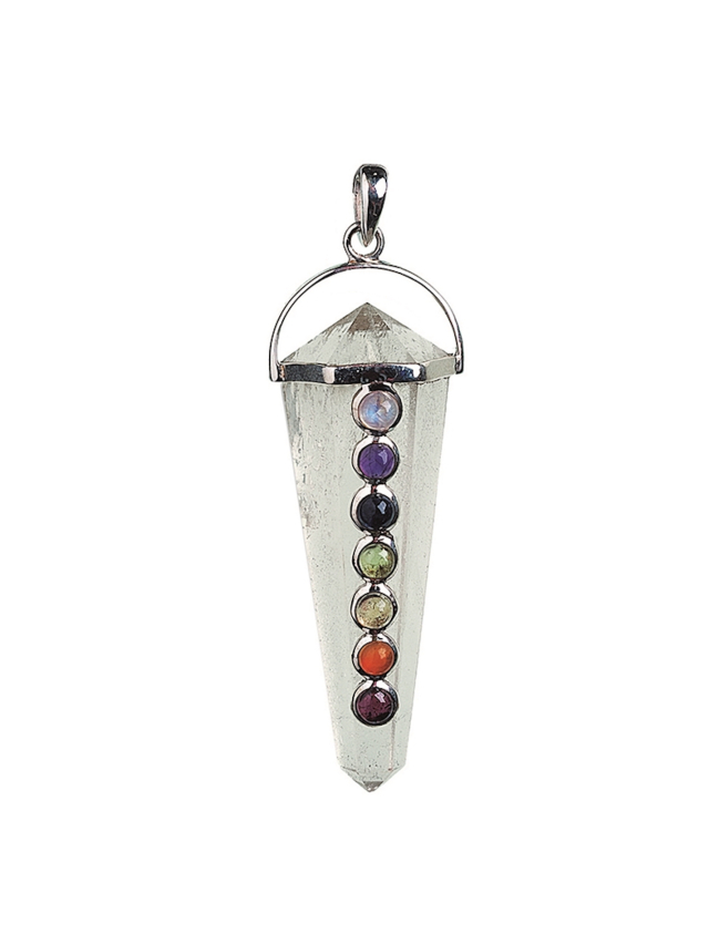 Anhänger Chakra-Kristall, ca. 5,0 cm, Silber