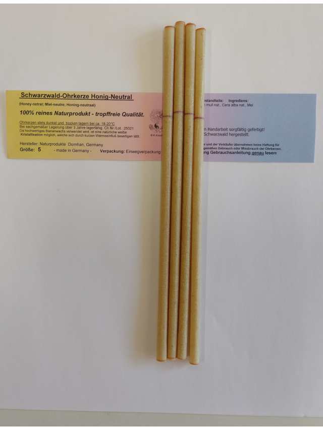Therapie-Ohrkerze gr5 - Honig-Neutral (4 St.) Kinder-Größe