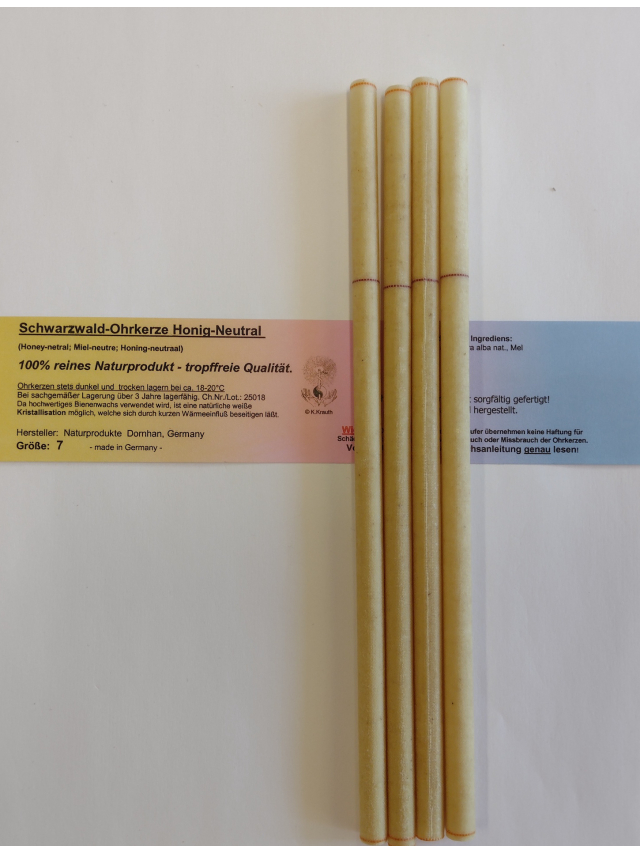 Therapie-Ohrkerze gr7 - Honig-Neutral (4 St.) Großer Durchmesser
