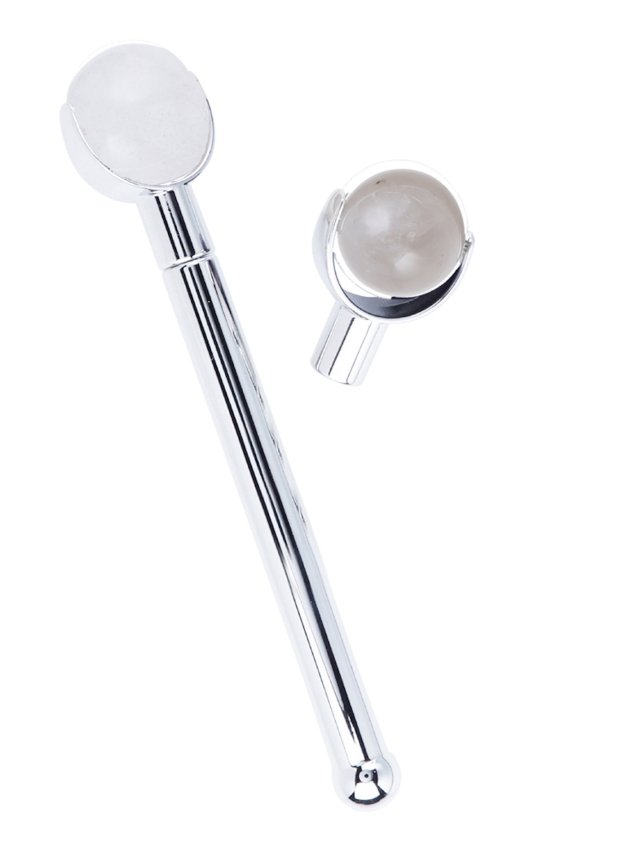 Chi-Massageroller-Set Bergkristall/Rauchquarz ca. 14,5 cm