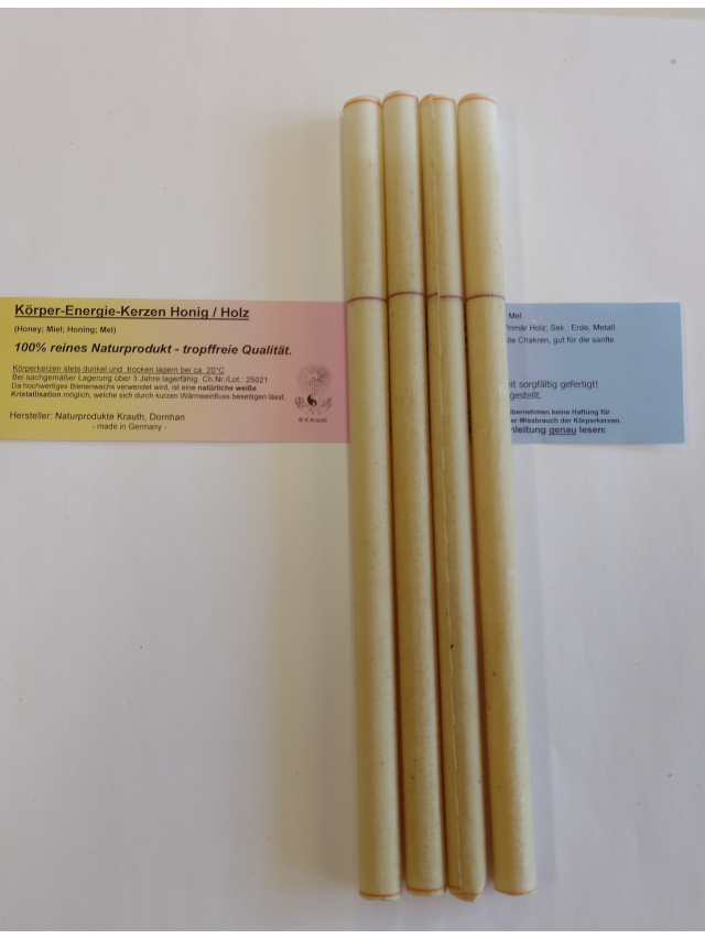 Körper Energie Kerze Honig Holz, 4 Stück