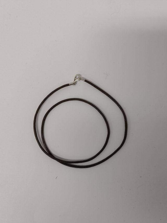 Baumwollband, dunkelbraun, 925 Silberverschluss, 1,5mm x 45cm, Karabiner
