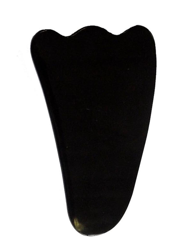 Gua Sha Gerät, Entenfuß, schwarz, Büffelhorn, ca. 6x10cm