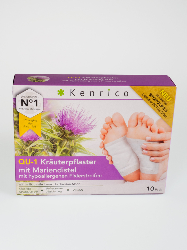 Kenrico QU-1 Mariendistelpflaster, 10 Stück Packung mit medizinischen Easytouch Fixierstreifen