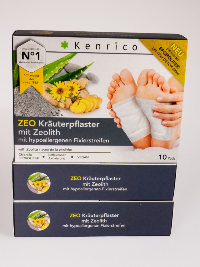 Kenrico ZEO Zeolithpflaster, 30 Stück Packung mit medizinischen Easytouch Fixierstreifen