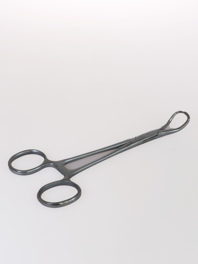 Tuchklemme aus Stahl zum Schröpfen, ca. 14 cm