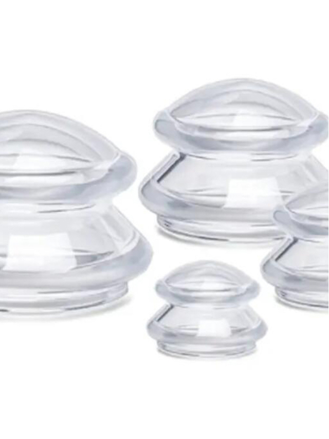 4 Stück Schröpfköpfe aus Gummi, Transparent Silicone Cupping jar 4 pcs in a set