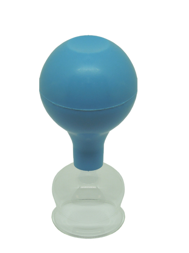 Schröpfglas ca. 3,2 cm Durchmesser mit Olive und Saugball