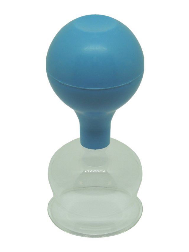 Schröpfglas ca. 6,2 cm Durchmesser mit Olive und Saugball