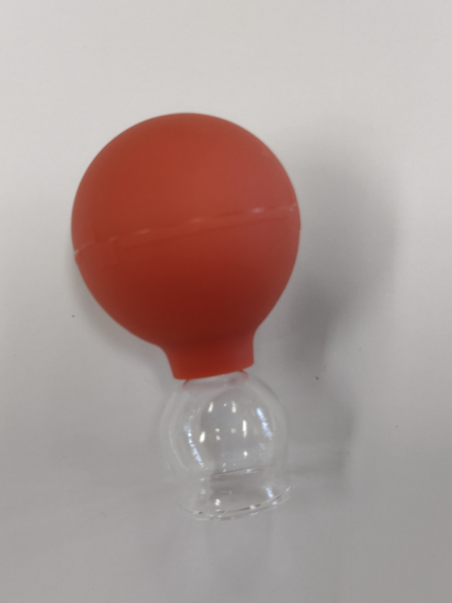 2,5 cm Schröpfglas mit Saugball aus AR-Glas