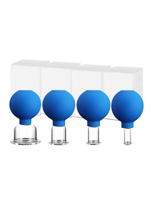 Synergi Glas Schröpfset, 4 teilig mit Saugball