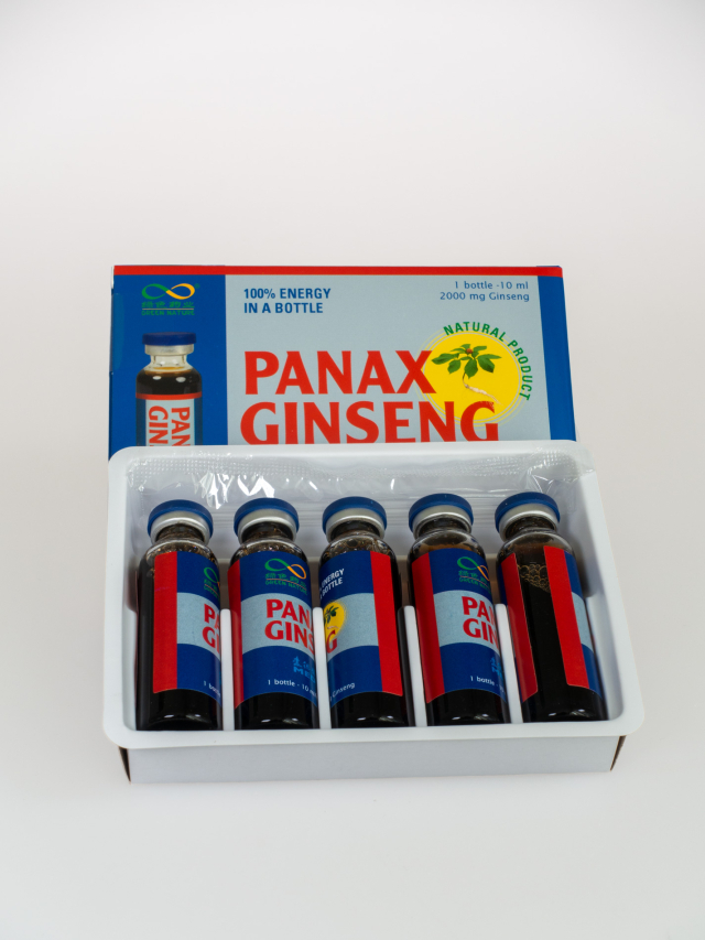 Panax Ginseng 2000mg Ginseng ohne Alkohol in 5 x 10ml Fläschchen mit Trinkhalm