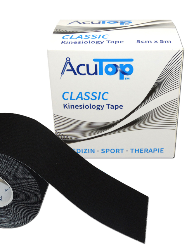 AcuTop Kinesiology Tape, schwarz, 5cm breit und 5 Meter lang