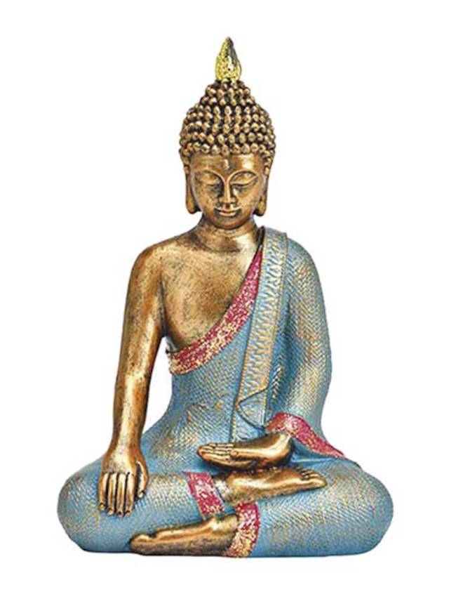 Buddha aus Poly türkis, gold 20 cm