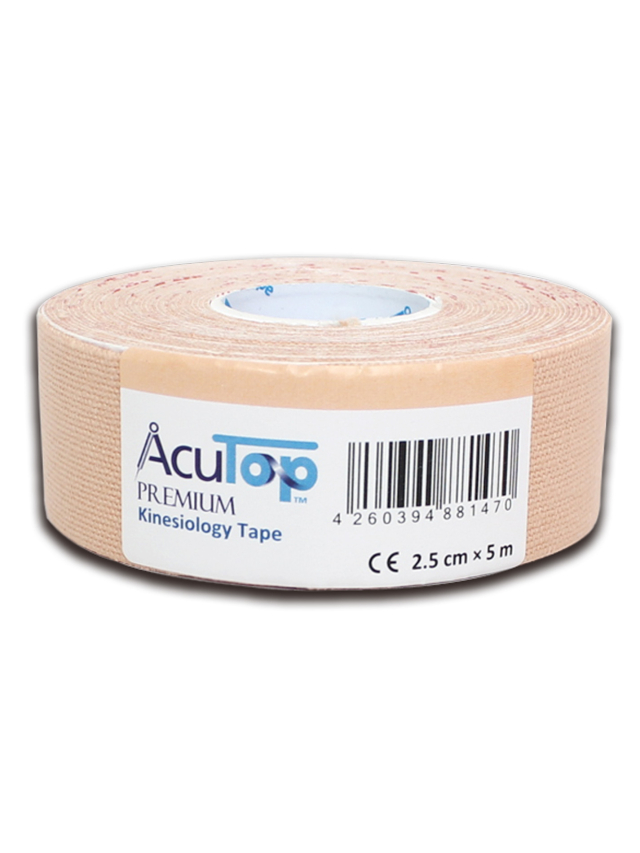 AcuTop Premium Kinesiology Tape, beige 2,5 cm x 5 Meter