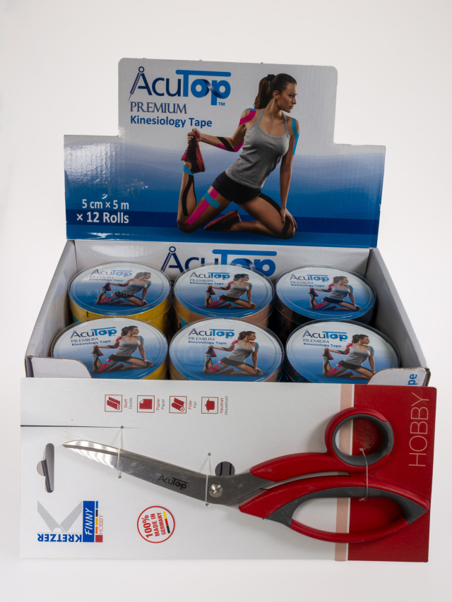 Set mit 12 Stück AcuTop Premium Tape und AcuTop Premium Schere