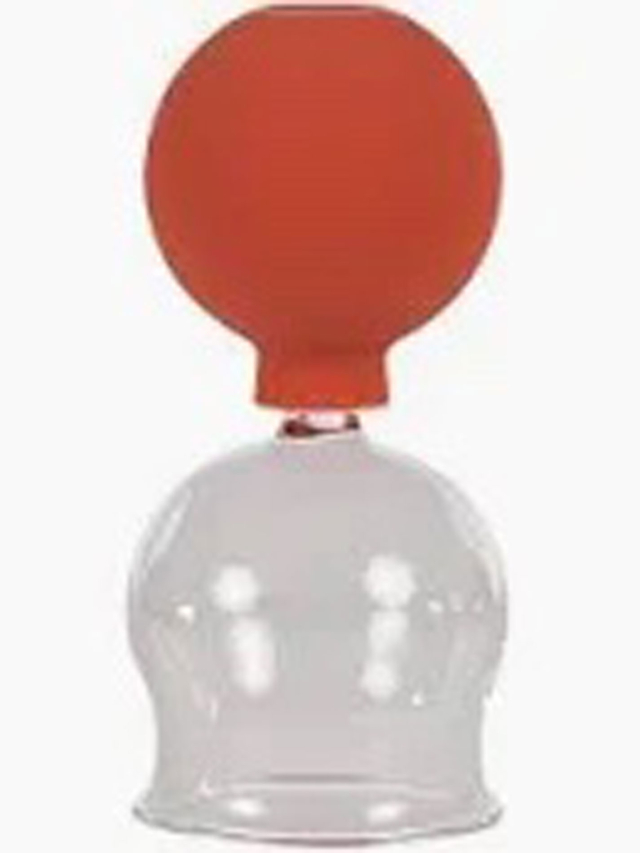Schröpfglas mit Olive und Saugball, ca. 6,5cm Durchmesser