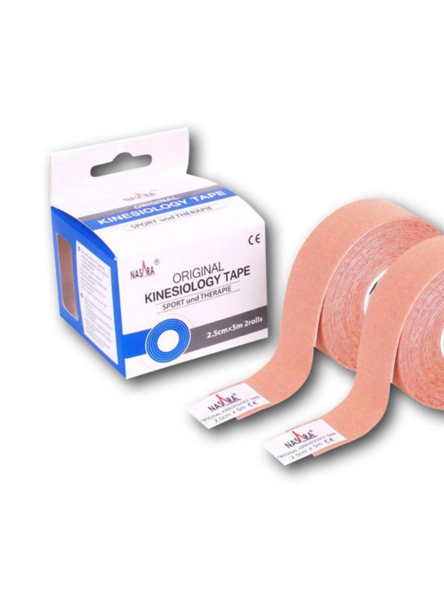 Nasara Kinesiologisches Tape, beige schmal 2 x 2,5 cm x 5m