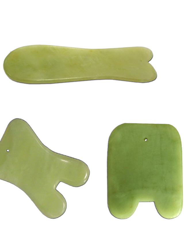 Gua Sha Set Jade. Drei Stück