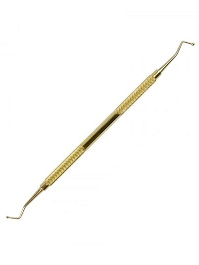 Vergoldener Punktsucher mit zwei Enden (rund), Kugelstopfer, ca. 0,6 und 0,9 mm