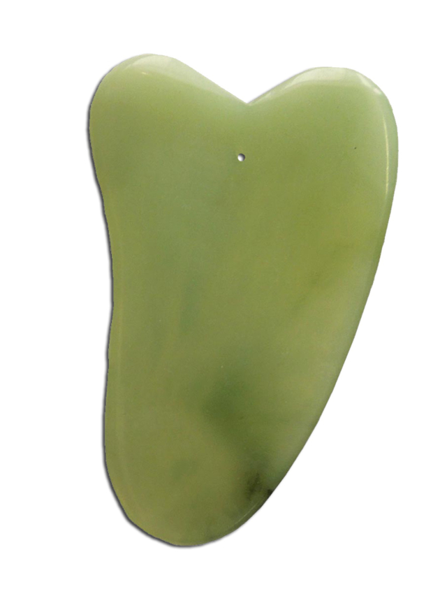 Gua Sha Schaber, dreieckig aus Jade, ca. 7,5 x 5 cm - Herzform