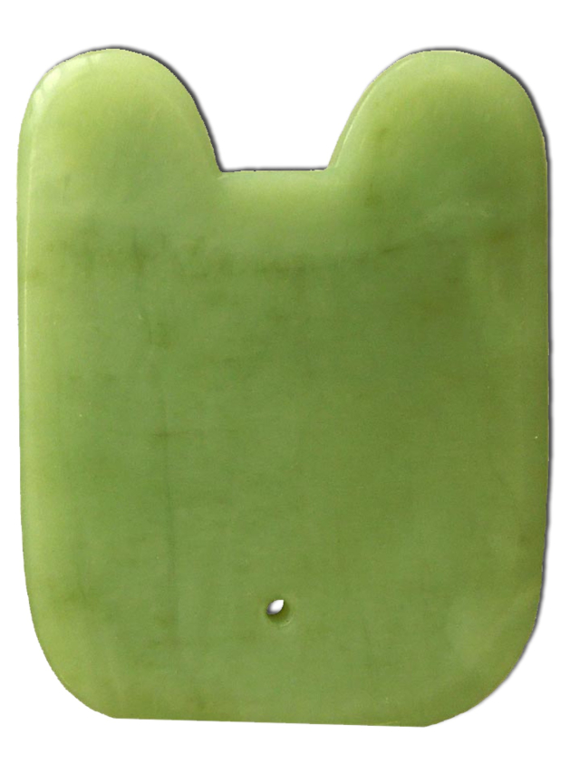 Gua Sha Schaber, rechteckig aus Jade, ca. 6,5 x 4,8 cm