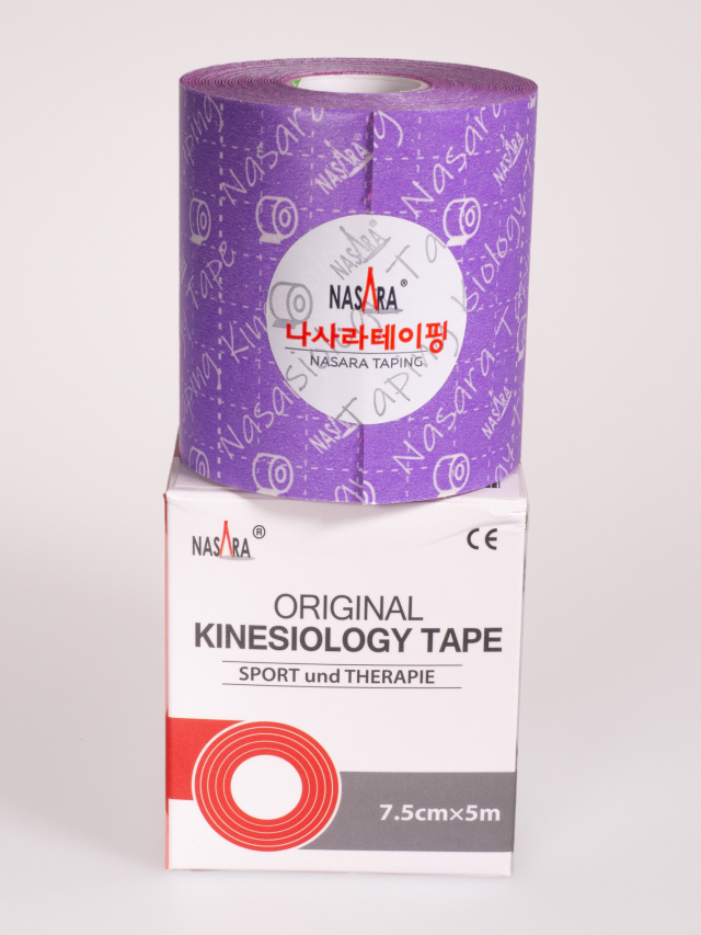 Nasara Kinesiologisches Tape, lila 7,5 cm x 5 m breit