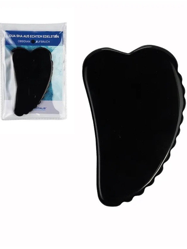 Gua Sha Obsidian mit Zähnchen