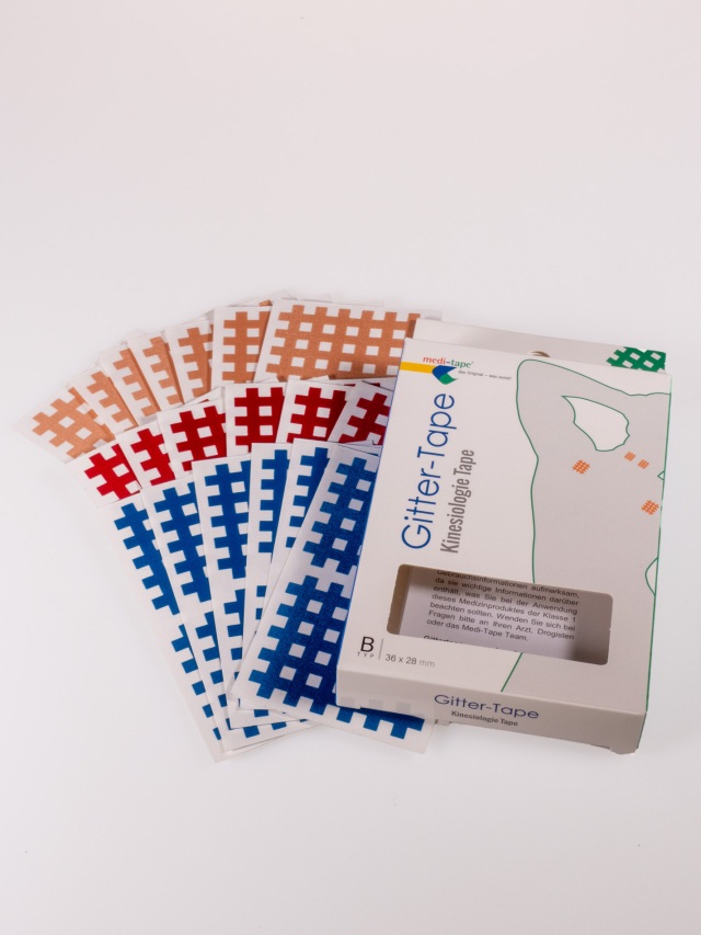 40 Stück 123 Gittertape Rot, Blau, Beige ca. 5,5 cm zu 4,5 cm