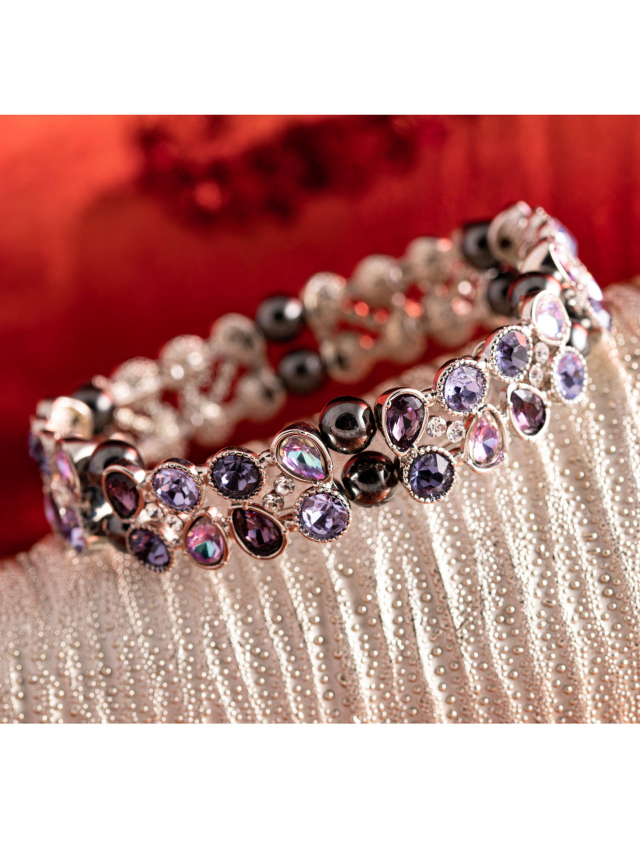 Kristallarmband Lavendelglitzer mit Hämatit
