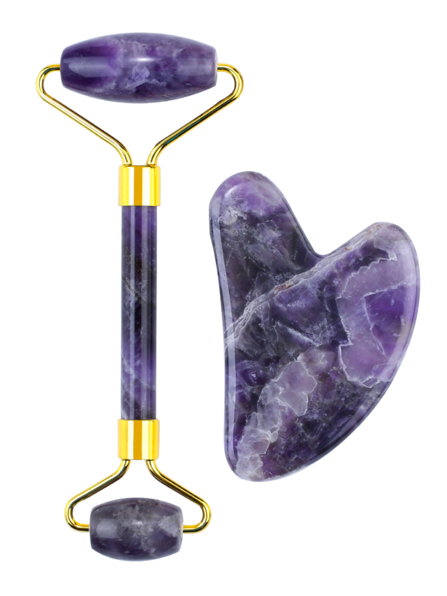 Beauty Roller und Gua Sha Set Amethyst - Elegance