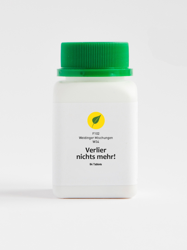 W34 Verlier nichts mehr!, Georg Weidinger, 84 Tabletten. Burnout - Brain, Harn und Co.