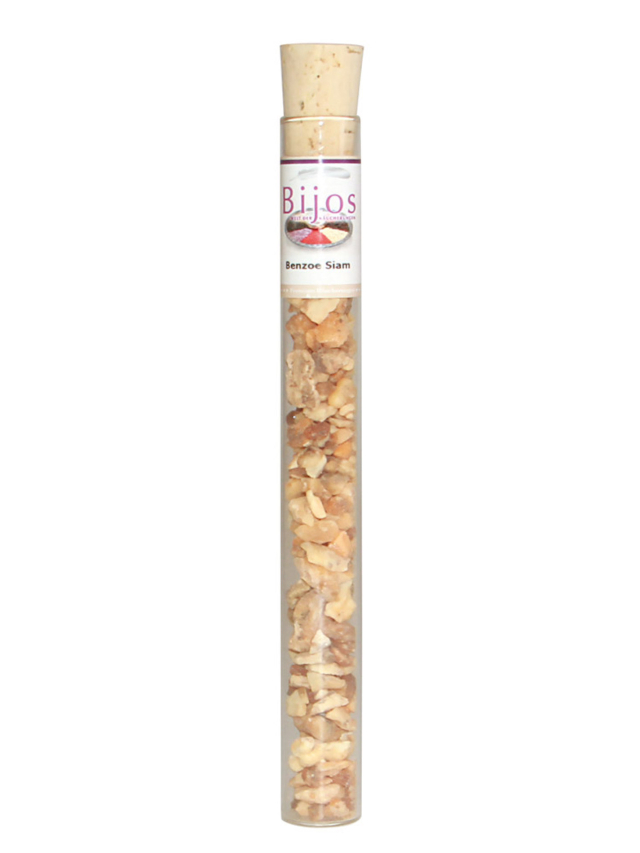 Bijos Räucherharz Benzoe Siam, ca. 35ml in dekorativer Glasröhre mit Kork