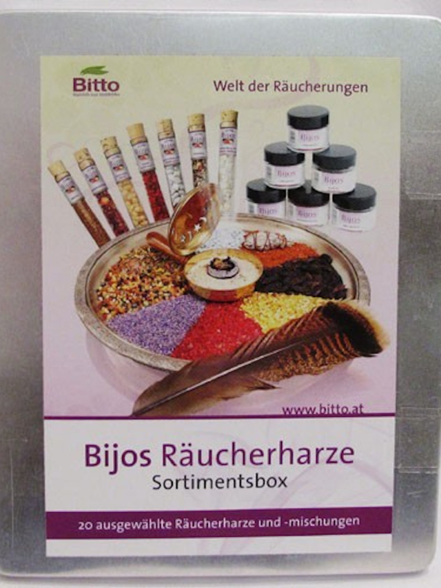 Bijos Räucherbox 20 Sorten Harze und Räucherfibel