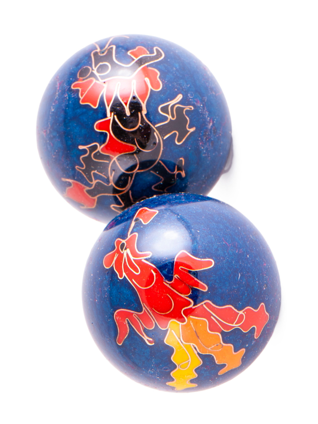 Qi Gong Kugeln Drache und Phoenix blau
